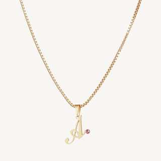 Initial Birthstone Pendant Necklace