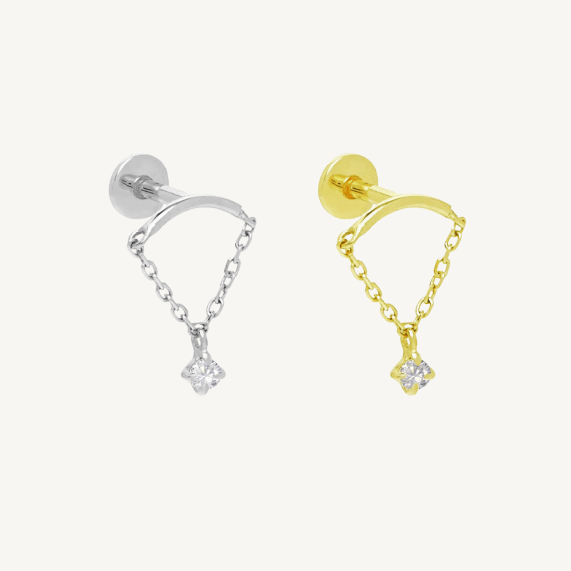 Curved Bar Chain Flat Back Stud - Nadare Co.