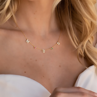 Initial & Birthstone Necklace