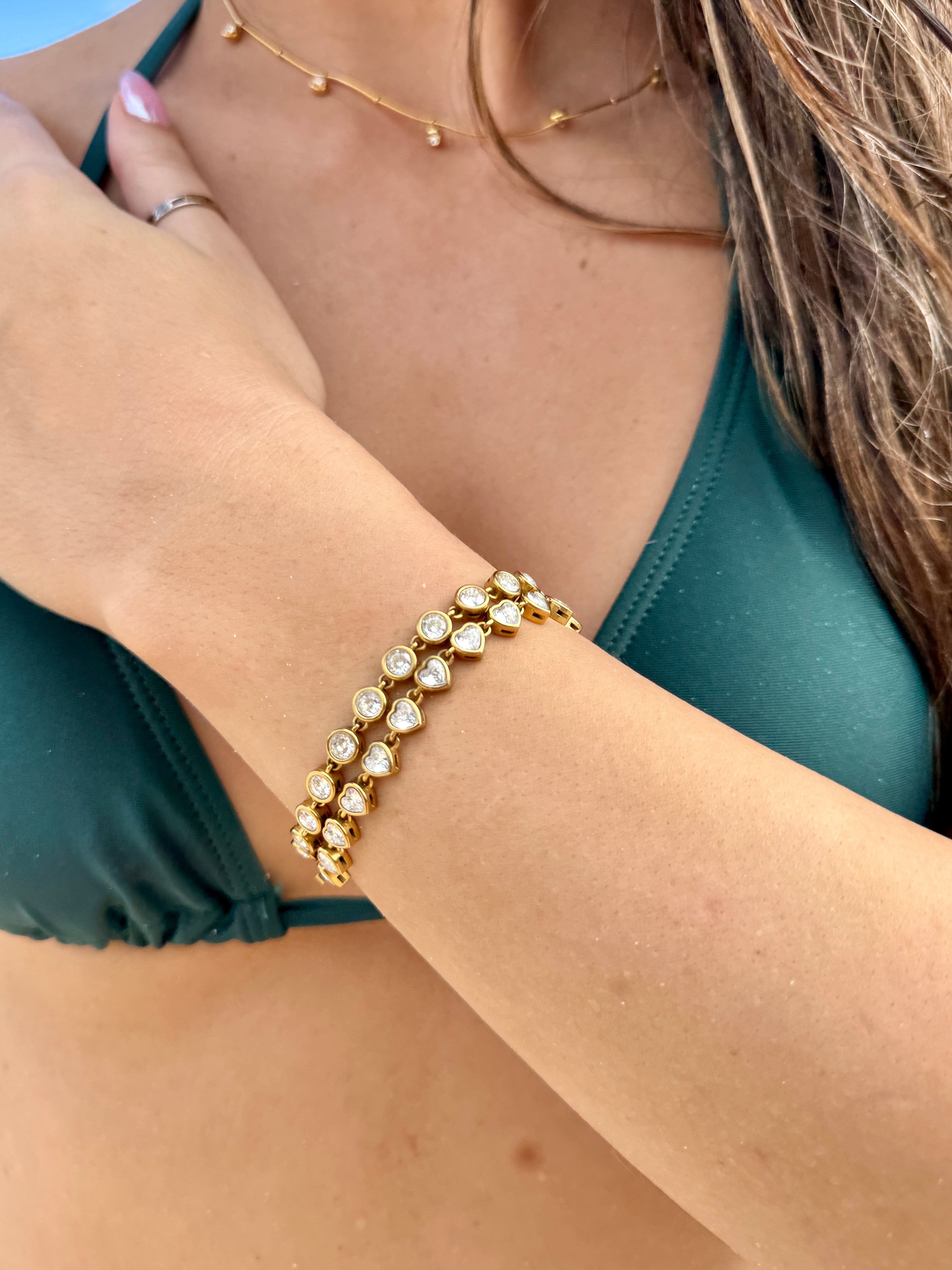 Heart Tennis Bracelet - Nadare Co.