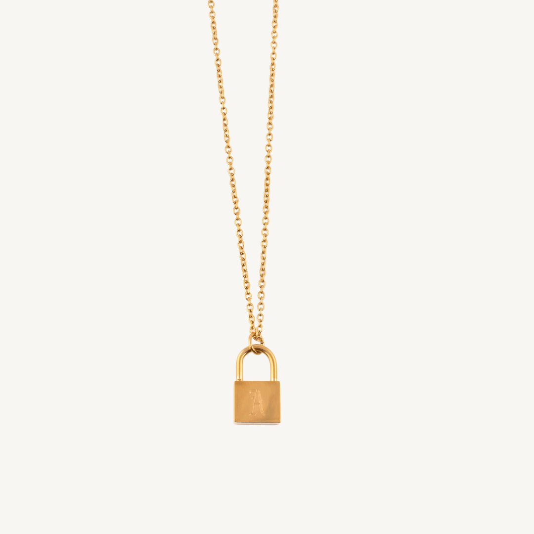 Lock Initial Necklace - Nadare Co.