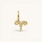 Nadare Co. gold-plated Aries zodiac charm with sparkling cubic zirconia accents for necklace layering.