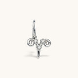 Nadare Co. silver Aries zodiac charm featuring sparkling cubic zirconia stones for necklace layering