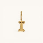 Nadare Co. gold-plated stainless steel bubble initial charm in the shape of the letter I with a rounded puffed design.