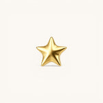 Nadare Co. Celeste threadless earring front featuring a polished gold-plated titanium five-point star design.