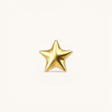 Nadare Co. Celeste threadless earring front featuring a polished gold-plated titanium five-point star design.