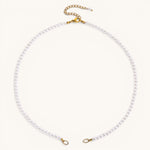 Nadare Co. Classic Pearl Chain featuring round imitation pearls with gold-tone clasp and adjustable extender chain.