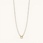 Nadare Co. Classic Pearl Chain featuring round imitation pearls and a gold-tone clasp with crystal accents.