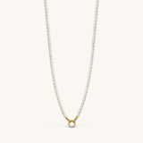 Nadare Co. Classic Pearl Chain featuring round imitation pearls and a gold-tone clasp with crystal accents.