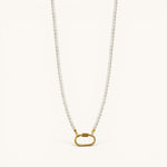Nadare Co. Classic Pearl Chain featuring round white imitation pearls and a gold-tone oval clasp charm connector.