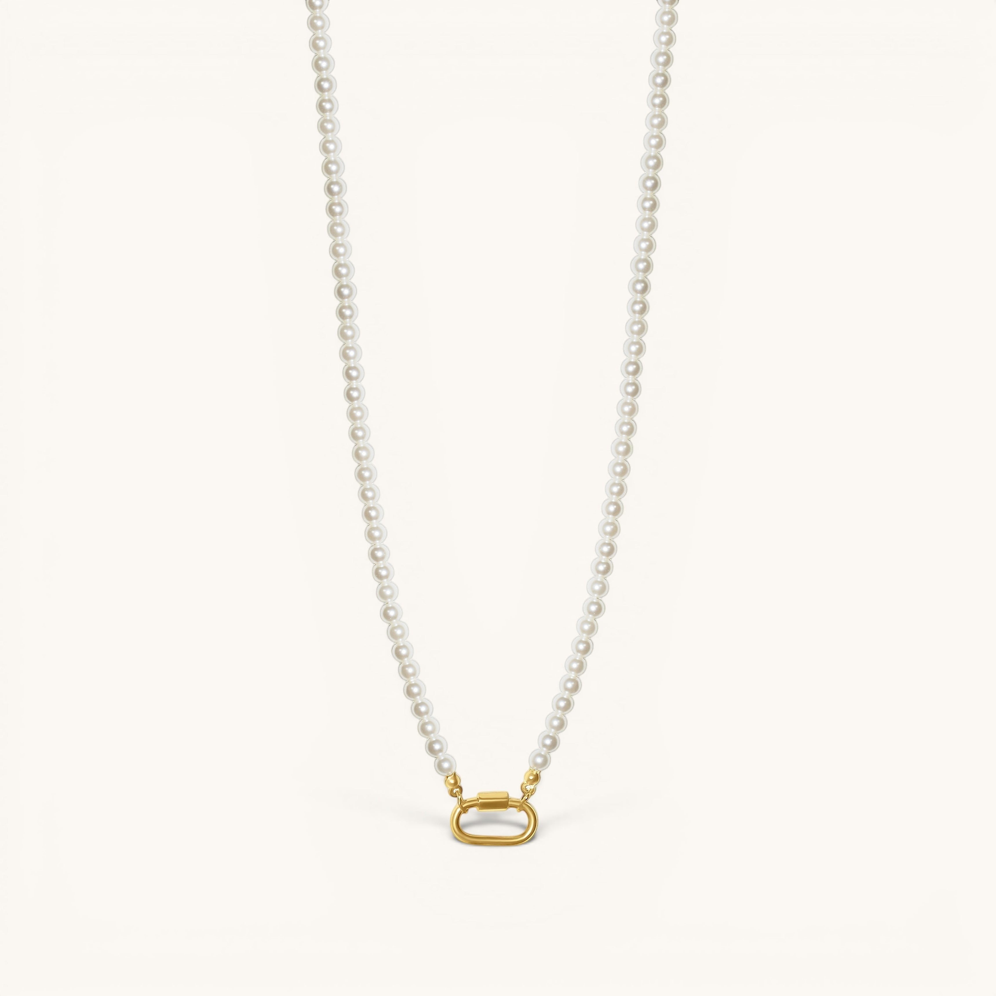 Nadare Co. Classic Pearl Chain with round imitation pearls and a gold-toned oval clasp for charms