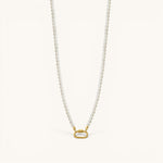Nadare Co. Classic Pearl Chain necklace with round imitation pearls and a gold-tone oval clasp charm connector