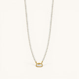 Nadare Co. Classic Pearl Chain necklace with round imitation pearls and a gold-tone oval clasp charm connector