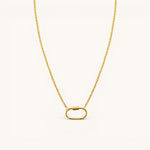 Nadare Co. Classic Switch Chain necklace in 14k gold plated stainless steel with a dainty oval carabiner pendant.