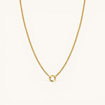 Nadare Co. gold plated stainless steel Classic Switch Chain necklace with a minimalist circular pendant.