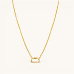 Nadare Co. gold-plated stainless steel Classic Switch Chain necklace with a minimalist oval carabiner pendant.