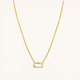 Nadare Co. gold-plated stainless steel Classic Switch Chain necklace with a minimalist oval carabiner pendant.