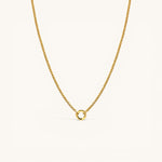 Nadare Co. gold circular switch clasp on a delicate matching chain for charm necklaces