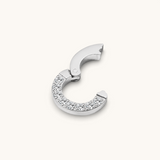 Nadare Co. diamond switch clasp in silver-tone stainless steel with cubic zirconia stones for charm styling.