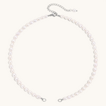 Nadare Co. freshwater pearl chain necklace with silver clasp and adjustable extender for charms.
