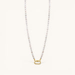 Nadare Co. Freshwater Pearl Chain necklace with organic white pearls and a gold-toned clasp charm connector.