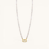 Nadare Co. Freshwater Pearl Chain necklace with organic white pearls and a gold-toned clasp charm connector.