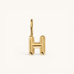 Nadare Co. gold-plated stainless steel bubble letter H charm with a rounded, puffed design for necklace layering.