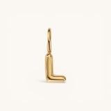 Nadare Co. gold-plated stainless steel bubble initial charm in the shape of the letter L with a polished finish.