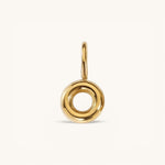 Nadare Co. gold-plated stainless steel bubble initial O charm with a rounded, puffed design for necklace layering.
