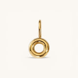 Nadare Co. gold-plated stainless steel bubble initial O charm with a rounded, puffed design for necklace layering.