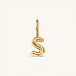Nadare Co. gold-plated stainless steel bubble initial charm in the shape of the letter S.
