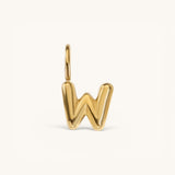 Nadare Co. gold-plated stainless steel letter W bubble initial charm with a rounded, puffed design.
