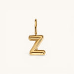 Nadare Co. gold-plated stainless steel bubble letter Z charm with a rounded, puffed design for necklace layering.