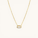 Nadare Co. gold chain necklace featuring a small oval carabiner clasp for adding charms.