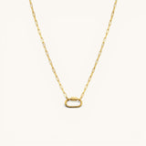 Nadare Co. gold chain necklace featuring a small oval carabiner clasp for adding charms.
