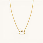 Nadare Co. gold plated stainless steel Classic Switch Chain necklace with a dainty oval carabiner pendant.