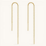 Nadare Co. gold chain threader earrings with a minimalist pull-through design