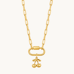 Nadare Co. Cherry Charm necklace featuring polished gold-plated cherry pendant on a chunky link chain