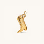 Nadare Co. gold cowboy boot charm with intricate western detailing and a polished finish for a coastal cowgirl look.