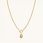Nadare Co. 14k gold-plated stainless steel cowrie shell charm on a delicate gold chain necklace