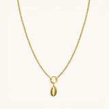 Nadare Co. 14k gold-plated stainless steel cowrie shell charm on a delicate gold chain necklace