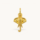 Nadare Co. gold-plated stainless steel elephant charm with detailed ears and an upturned trunk for good luck.