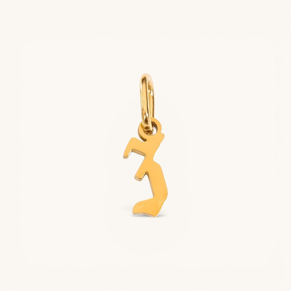 Nadare Co. gold-plated stainless steel gothic letter charm with sharp edges for a necklace stack