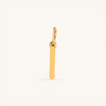 Nadare Co. gothic letter I charm in 14k gold plated stainless steel with a sharp, old-English inspired design.