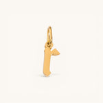 Nadare Co. gold-plated stainless steel gothic letter charm with a sharp old-English font design.