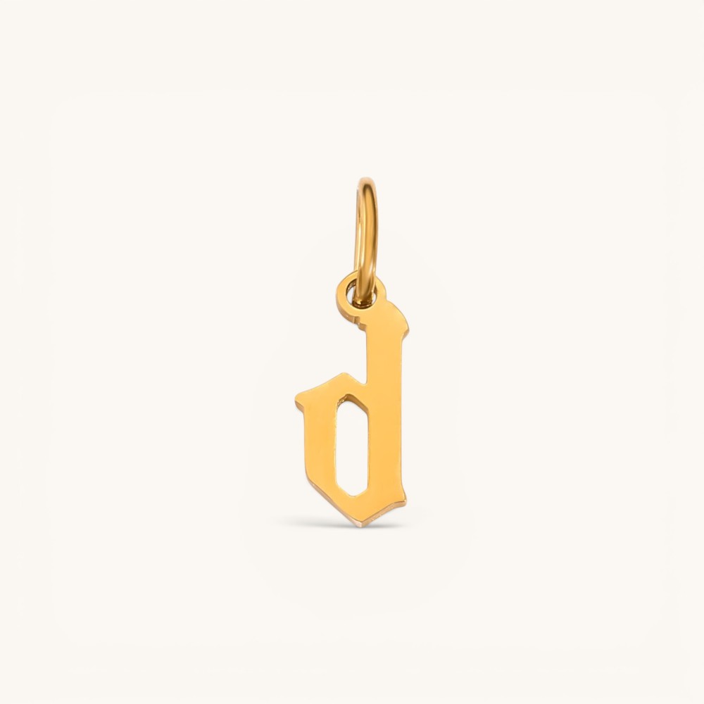Nadare Co. gold-plated stainless steel gothic letter D charm with sharp edges for necklace stacking