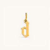 Nadare Co. gold-plated stainless steel gothic letter D charm with sharp edges for necklace stacking