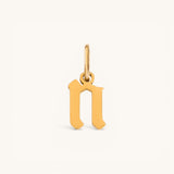 Nadare Co. gold-plated stainless steel gothic letter n charm with a classic old-English font design.