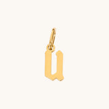 Nadare Co. gold-plated stainless steel gothic letter U charm with sharp edges for necklace stacking