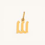 Nadare Co. gold-plated stainless steel gothic letter W charm with sharp old-English typography